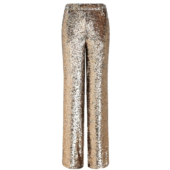 Express Sequined Metallic High Waist Wide Leg Trousers w Pockets - Picture 16 of 17